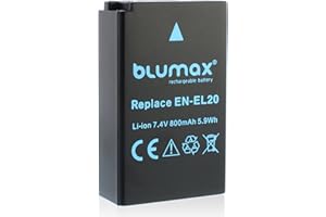 Blumax EN-EL20 Akku kompatibel mit Nikon DL 24-500 1 AW1 J1 J2 J3 S1 V3 COOLPIX P950 - Blackmagic Pocket Cinema 800mAh 7,4V 5,9Wh
