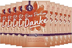 t: sal de baño de tetesept "Eine Portion Danke" – Cristal de polvo fino con granada y manteca de cacao – Regalo de baño para los sentidos – 10 unidades (10 x 60 g)
