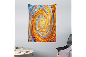 ABAKUHAUS Fractal Arazzo, Colorful Style Hippie, Decorazione murale in Tessuto per Camera da Letto, Soggiorno, dormitorio, 110 x 150 cm, Arancione Blu