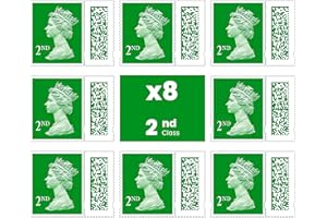 YUVA 2nd Class Postage Stamps (8 Pack), Self-Adhesive with Barcode, Green, Second Class Postage stemp