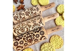 Fleur ensemble de 3 rouleaux à pâtisserie gravé pour vous ou vos enfants | Rouleau Pâtisserie en Relief pour DIY Faire | pour la décoration de biscuits | par Algis Crafts