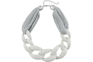 Bocar Statement Chunky Fashion Acrylic Paint Beads Choker Net Chain Necklace for Women Gifts (NK-10510-White)