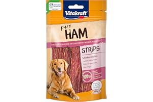 Vitakraft Pure Ham Strips, Hundeleckerli, Schinkenstreifen mit Schweinefleisch, Hunde Trainingsleckerli, ohne Zusatz von Zucker (1x 80g)