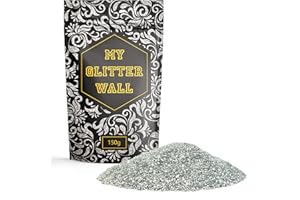 CRYSTALSRUS MyGlitterWall Silber Glitzer für Dispersionsfarbe, 150 g, Glitzer für Wandfarbe zum mischen, Glitter Farbzusatz - perfekt für innen und außen