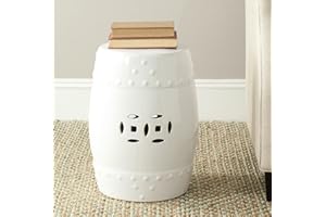 Safavieh Antigua Indoor/Outdoor Garden Stool, Glazed Ceramic in White
