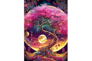 Hongyrjy Peinture par Numéros pour Adulte-L'arbre de Vie DIY Peinture Numero Adulte Débutants 40x50cm Moon Numéro d'Art Kit Peinture par Décoration Murale et Cadeaux Pour La Maison