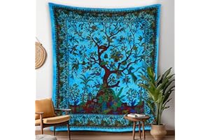 Craft Trade Blu Elefante Arazzo Telo da Parete Indiano Arazzi Appeso al Muro Boho Tapestry per Della Casa Soggiorno e Camera da Letto- 213 x 228 cm