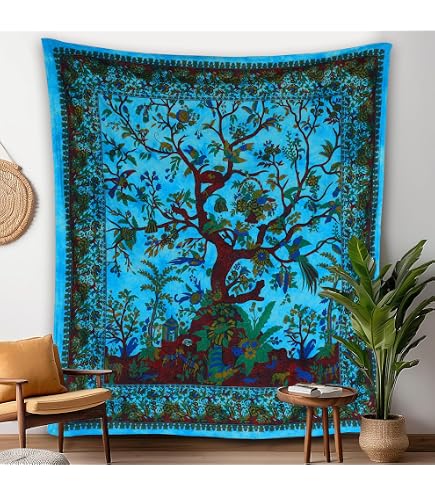 Goldbeing Grande Tapisserie Mandala Indien 203x153 Cm – Tenture Murale Boho Hippie Coton, Déco Chambre & Salon Psychedelic