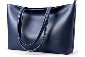 KALIDI - Grande borsa a mano da donna in pelle sintetica PU, shopper, tote bag, impermeabile, con chiusura lampo, per lavoro, viaggi, shopping, scuola