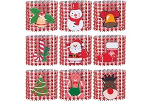 Yesaler Portatovaglioli di Natalizi Bling Anelli di Tovaglioli con Strass Anello Portatovagliolo per Decorazioni della Tavola della Festa di Natale 18 Pezzi (Rosso)