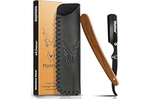 MARKHOR® Rose Wood with Matte Black - Cut Throat Razors for men, Premium Quality Straight Razors for Men - Professional Barber Razor, Straight Edge Razors