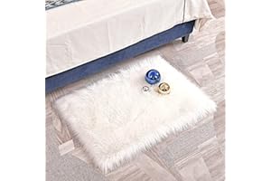 DAOXU Tappeto Pelliccia - Tappeti Salotto Moderni Shaggy Elemento Decorativo In Lana Scendiletto Tappeto Pelo Lungo (60x90cm - Bianco)