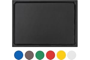 Muvell stabiles Schneidebrett Kunststoff | Schwarz, 60x40x2 cm | Spülmaschinenfest, EXTRA dick, messerschonend | Farben & Größen auswählbar | BBQ & Bar Küchenbrett | Schneidbrett mit Saftrill