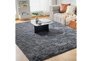 CHOSHOME Large Living Room Rug Fluffy Velvet Soft Non-Slip Suitable for Bed, Sofa, Furry (Grey, 120 x 180 cm)