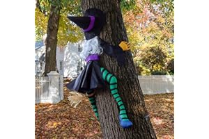 POPGIFTU Décoration Halloween Sorcière Envolée 160 cm, Décor Sorcière Géante Suspendue pour Arbres Extérieurs, Jardin, Porche, Porte, Clôture, Décor Intérieur