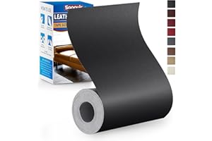 Sgooyir Kunstleder Selbstklebend Glatt schwarz, 10x160cm Leder Reparatur Set, Kunstleder Reparaturset Flicken Selbstklebend Patch für Autositze, Möbel, Sofa, Couch, Jacken