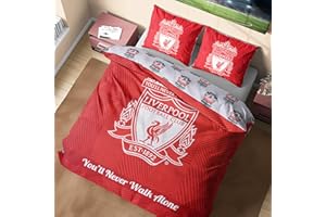 Get Trend Liverpool FC Double Duvet Cover Set, Reversible Football-Themed Bedding Set with Pillowcases, Ultra Soft & Durable Duvet Quilt Bedding Cover (Red Liverpool, Double)