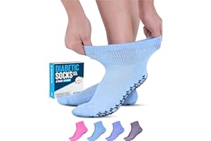 Doctor's Select Diabetic Ankle Socks with Grippers for Men and Women - 4 Pair 1/4 Length Neuropathy Socks for Women, Lilac/Fuchsia/Sky Blue/Purple - 4 Pairs, Medium