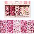 Confect Pink Mini Roses & Lips I Silver Hearts & Vermcelli and White Pearls | Sprinkles for Baking & Cake Decorative | Sprinkles | Anniversary sprinkles | Edible sprinkles Mix Pack of 5-100gms