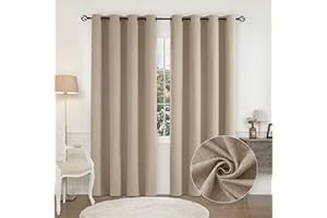 CUCRAF Tende oscuranti 100% con occhielli nella parte superiore, super morbide, per soggiorno, camera da letto e camera dei bambini, 133 x 213 cm, 2 pannelli, colore lino