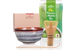 Goodwei Set di Tè Matcha: 30g Tè Matcha da agricoltura biologica con Ciotola per Matcha, Frullino e Cucchiaio (Uji)