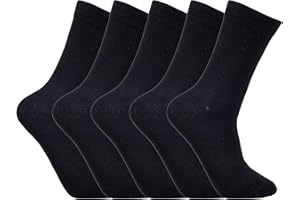 Laulax 5 Pairs Finest Combed Cotton Smooth Seamless Toe Boys School Socks (3-16 Years), Black, Charcoal, Navy…