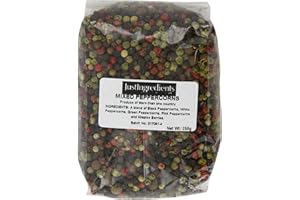 JustIngredients 5 Pepper Mix 250g, Premium Whole Mixed Peppercorns with Allspice, Black, White, Green & Pink Peppercorn Blend, Bold Aromatic Flavour for Seasoning, Cooking & Grinder Refills
