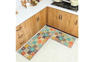 HSGLGNA Kitchen Rug, 2 Pieces Non Slip kitchen mat sets,Washable Kitchen Floor Mat For Kitchen,Hallway,Living Room,Bedroom,Bathroom (Style K, 40 x 120 cm (Rectangular))