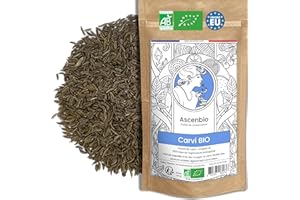 Ascenbio ✿ Carvi Entier BIO Origine EU 100g ✿ 100% Naturel Epice Saveur et Digestion ✿ Graines de Carvi ✿ Préparé et conditionné en France ✿ Emballage biodégradable