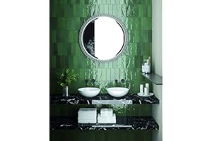 Atlas Ceramics - Porcelain Gloss Tile - Versatile Laying Options - Bathroom, Shower Wall & Splashback - Traditional Art - Nolita Verde 2.5 in X 7.8 in