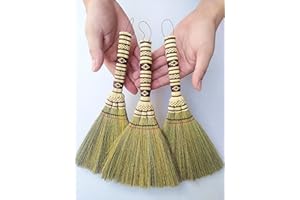 AW BROOMS Kleiner MaiswiskBesen 27,9 cm, blau, rot gekennzeichnet für den Innenbereich, robust, mehrere Oberflächen, harte und weiche Böden, Heimbüro, Reinigungswerkzeug, 100 % handgefertigt, für den