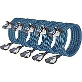 CABNEER Cat 8 Ethernet Cable 0.25 Meters 5 Pieces Braided Network Cable | High Speed 40Gbps and 2000MHz Gold Plated RJ45 Conn