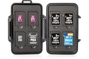 Étui de Rangement Integral pour 16 Cartes mémoire - Organiseur pour 8 Cartes SDXC/SDHC et 8 Cartes microSD - Robuste, Antichoc et Antistatique -Joint étanche à la poussière - Mobile et Durable