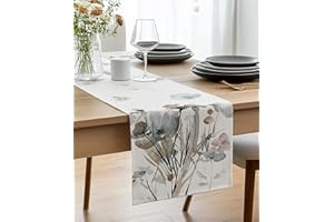 Vorysum Camino de Mesa Moderno Abstracto Flores Mantel Mesa Rectangular Rosa Gris Camino de Mesa Decorar Mesa Aplicable a Comedor Escritorio Sala de Estar 40x140 CM