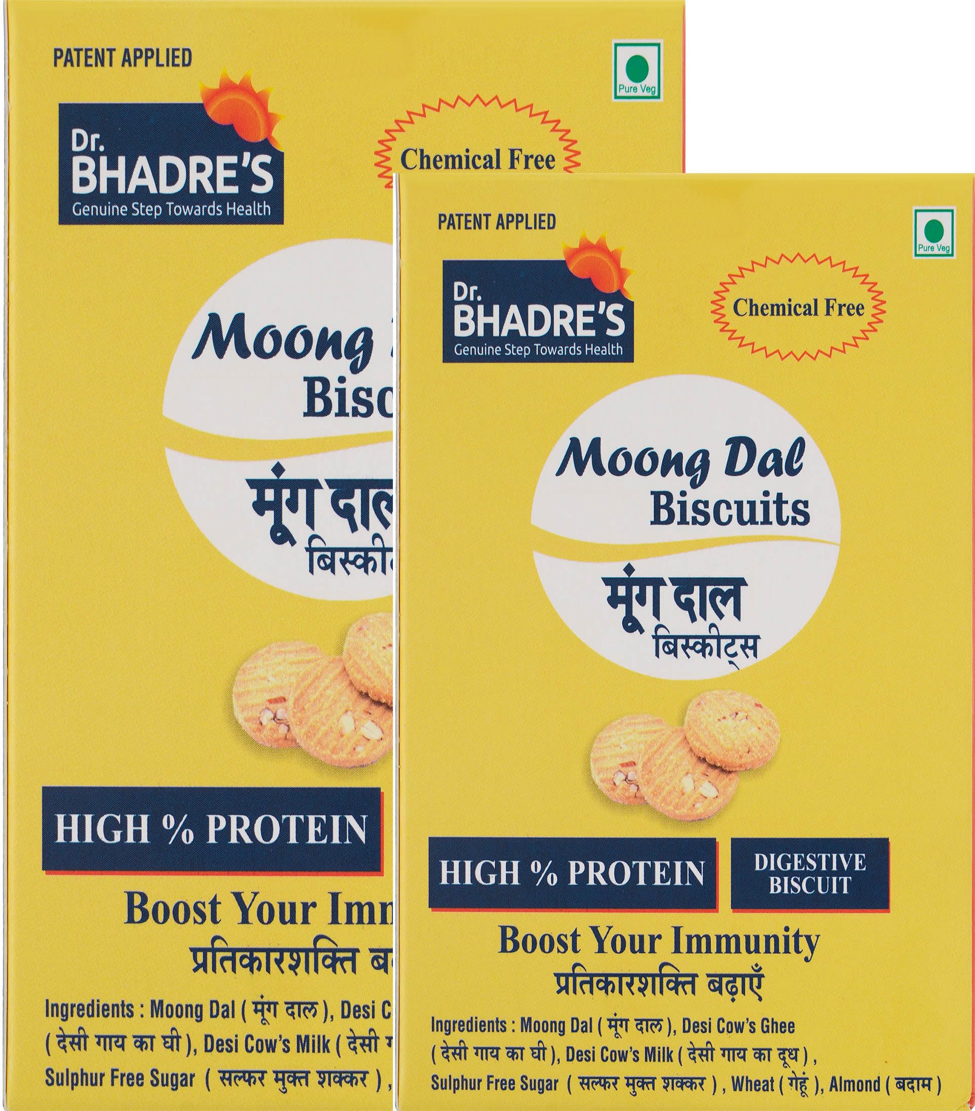 DR. BHADRE'S High Protein Biscuits 400gm (56 gm Protein) 200 gm x 2 No Preservative No Added Colours No Salt No Raising Agent