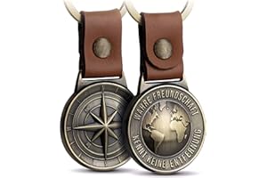 FABACH Northstar breloczek do kluczy przyjaźni - najlepszy przyjaciel breloczek do kluczy ze skóry i metalu - najlepsza przyjaciółka prezent dla najlepszego przyjaciela urodziny - zawieszka z talizmanem, Antique Bronze (brązowy) - FB_Kompass_B_NS