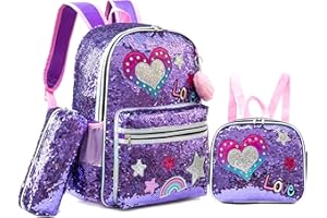 HTgroce Kid's Rolling Backpack School Bags for Girls College Student Travel Trip Travel School Children, Toddler Backpack with Wheels Laptop Luggage with Lunch Box, Pencil Case for Boys Girls
