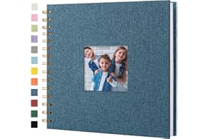 Hiwhy Album Fotografico con Copertina in Lino, Libro dei Ricordi con Pagine Bianche Kraft con Copertina Rigida 20,5 x 20,5 cm, per Viaggi, Libro Degli Ospiti, Matrimonio, Natale (20 fogli/40 pagine)