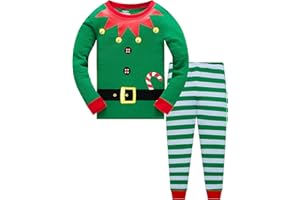 POPSHION Kids Christmas Pyjamas 100% Cotton Long Sleeve Snowman Pjs Set Boys Girls Xmas Jammies Holiday Clothing 3-10 Years