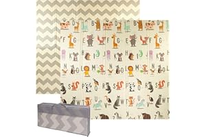 IBERIMARCAS Tappeto da gioco bambini 180×200×1 cm pieghevole reversibile atossico impermeabile antiscivolo palestra neonato tummy time bambini arco giochi neonato 0-3/3-6/6-9 mesi sviluppo sensoriale