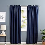Amazon Basics Thermo-insulating Blackout Curtain, 1 Piece, 135 x 244cm (WxL), Navy Blue