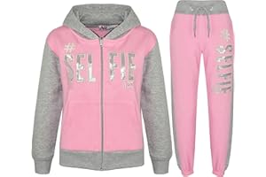 A2Z 4 Kids #SELFIE Tracksuit Sequin Embroidered Hoodie with Jogger Sweatpants Sports Casual Fashion Activewear Set Girls Boys Childrens Age 5-13 Years