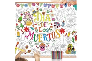 HOWAF Day of The Dead ogromny plakat kolorowanki Halloween rzemiosło dla dzieci, dzień zmarłych kolorowanki plakat Dia De Los Muertos Halloween kolorowy plakat papier na imprezę Halloween wypełniacze