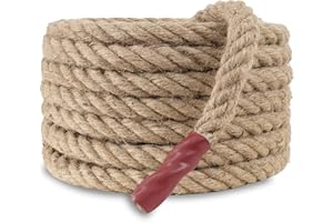 ‎EMEKIAN EMEKIAN Natural Jute Manila Rope, Twisted 4 Strands Fibre Hemp Rope for Sports, Decoration, Pet Toy, Crafts, Tug of War, Fitness, Lnnen and Outdoor Use (30 mm, 15 m)