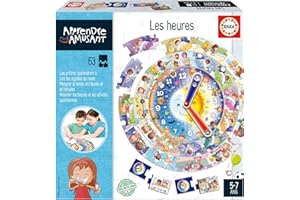 Educa - Learning is Fun : The Hours, Jeu éducatif pour Les Enfants à partir de 5 Ans Qui apprendront à Lire l'heure, à Manipuler Les Aiguilles et à Mettre en Pratique Les Concepts du Temps (19601).