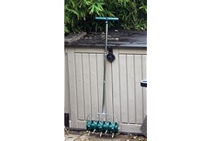 Greenkey Rolling Lawn Aerator, Manual 300mm Spiked Roller, Green, Mixed Materials, Compact Style