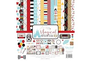 Echo Park Paper Company Magical Adventure 2-Set da Collezione, Nero, Rosso, Giallo, Verde Acqua, Carta Kraft, 12-x-12-Inch