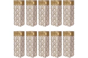 DONDON 10er Packung edle Flaschentüten Geschenktüten gold für Wein Sekt und Champagner geeignet 36x12x10