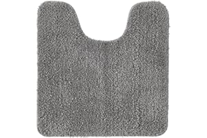 MIULEE Tapis de Toilette Antidérapant Tapis Absorbant Tapis Moelleux Microfibre Forme de U Gris 45x45CM