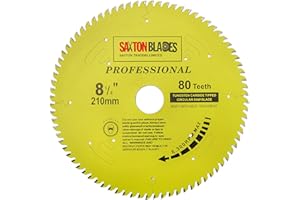 SAXTON BLADES TCT21080TPRO Saxton Professional Range TCT brzeszczot do piły tarczowej 210 mm x 80 T x 30 mm otwór, 16, 20, 25 mm, 25,4 mm pierścienie redukcyjne kompatybilne z Evolution Festool Bosch Makita Dewalt